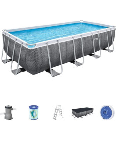 Басейн каркасний прямокутний Bestway Rack Pool, 488 x 244 x 122 см - сірий