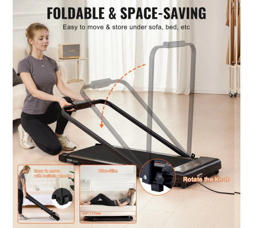 Бігова доріжка електрична VEVOR S7F, чорна