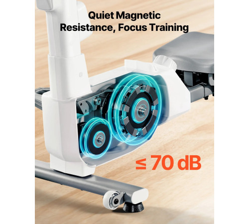 Веслувальний тренажер магнітний VEVOR сіро-білий