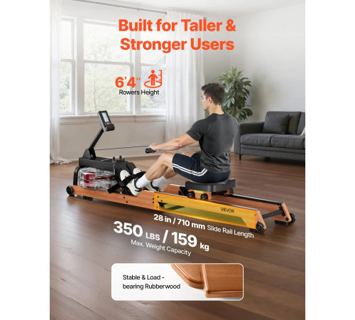 Веслувальний тренажер водний VEVOR, коричневий