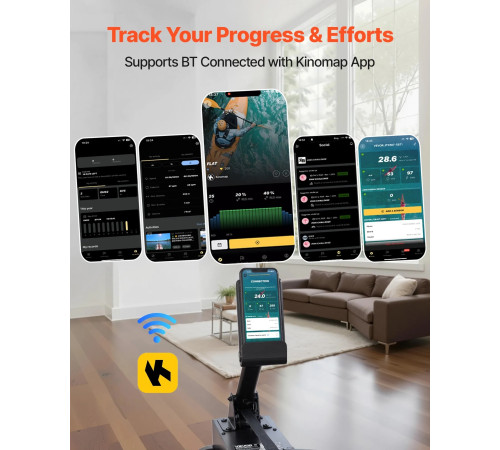 Веслувальний тренажер водний VEVOR, коричневий