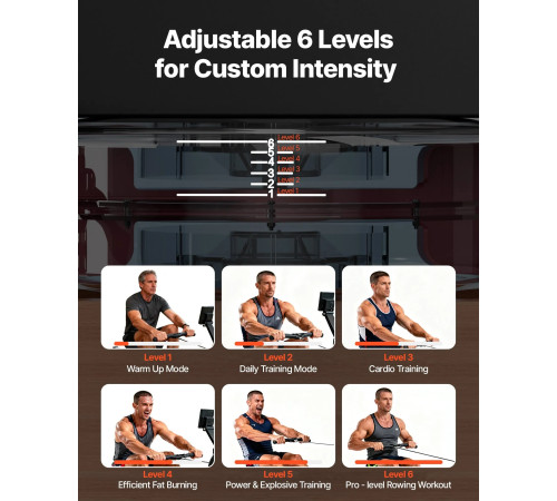 Веслувальний тренажер водний VEVOR, коричневий