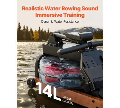 Веслувальний тренажер водний VEVOR, коричневий