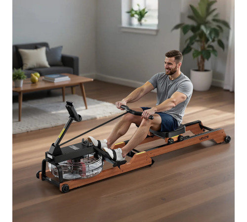 Веслувальний тренажер водний VEVOR, коричневий