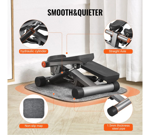 Степпер гідравлічний з еспандерами VEVOR RB-SP04, чорний