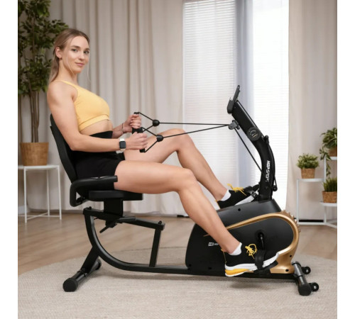 Велотренажер горизонтальний магнітний Hop-Sport HS-045L Volt чорно-золотистий