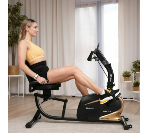 Велотренажер горизонтальний магнітний Hop-Sport HS-045L Volt чорно-золотистий
