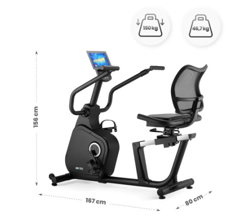 Велотренажер горизонтальний електромагнітний Gymtek XBR8000, чорний