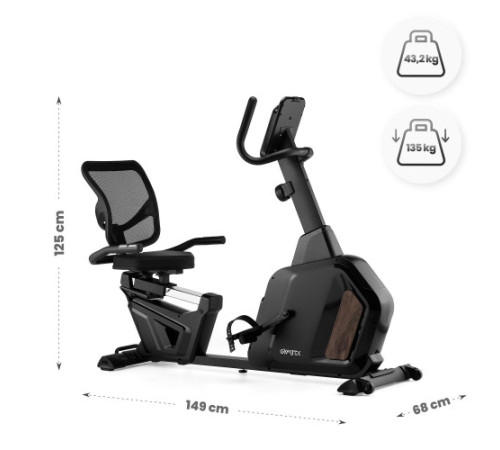 Велотренажер горизонтальний магнітний Gymtek XBR5000, чорний