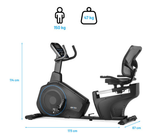Велотренажер горизонтальний електромагнітний Gymtek XBR6000, синій