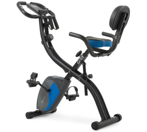Велотренажер магнітний Hop-Sport HS-3010X Grix X-Bike з еспандерами чорно-синій