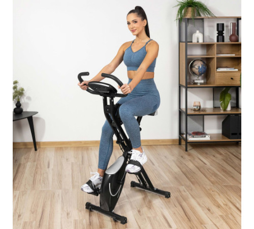 Велотренажер магнітний Gymtek FX600 з еспандерами, чорно-сріблястий