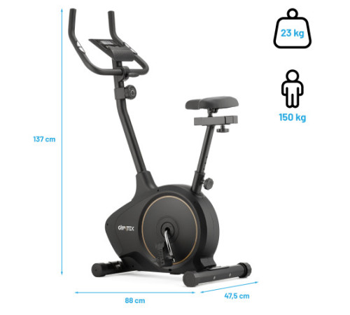 Велотренажер магнітний Gymtek XB1400, чорно-золотистий