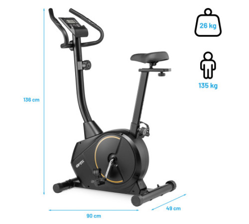 Велотренажер магнітний Gymtek XB1500, чорно-золотистий