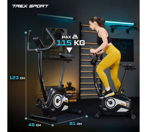 Велотренажер магнітний Trex Sport TX-400MB Reck чорно-білий