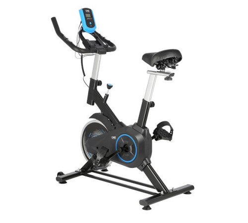 Велотренажер спінінговий механічний ONE FITNESS SW2501 блакитний 7 кг