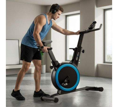 Велотренажер спінінговий магнітний Gymtek XB Cardio, чорно-синій
