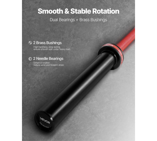 Гриф для штанги VEVOR 180 см, червоний