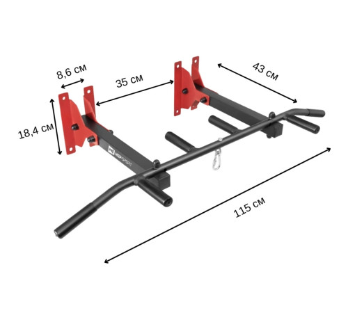 Турнік універсальний на стіну та стелю Hop-Sport HS-2006K із рукавичками