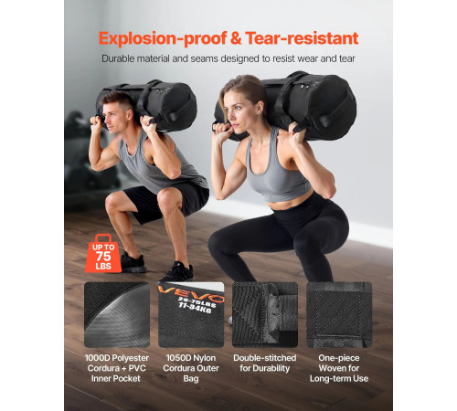 Тренувальна сумка VEVOR 11-34 кг, чорна