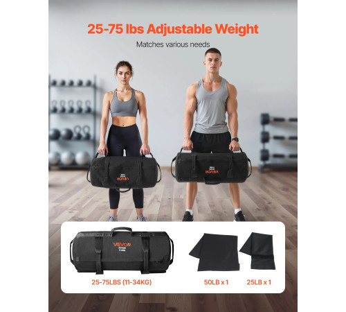 Тренувальна сумка VEVOR 11-34 кг, чорна
