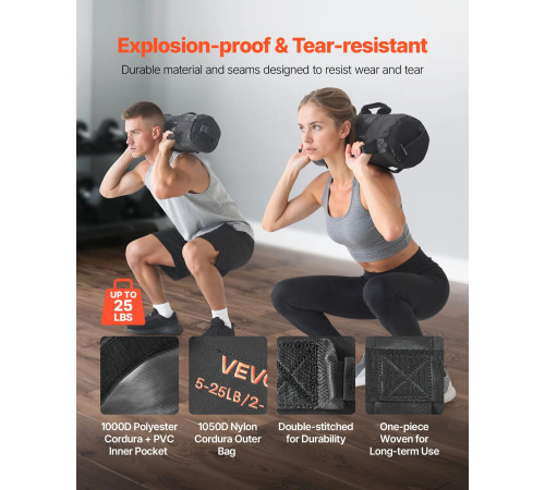 Тренувальна сумка VEVOR 2-11 кг, чорна
