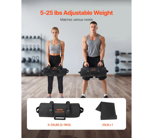 Тренувальна сумка VEVOR 2-11 кг, чорна