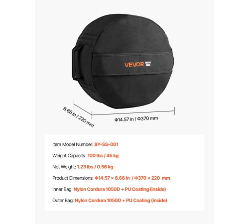 Тренувальна сумка VEVOR 45 кг, чорна