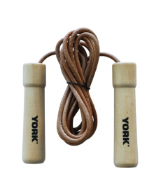 Скакалка York Fitness Leather Skip з дерев'яними ручками