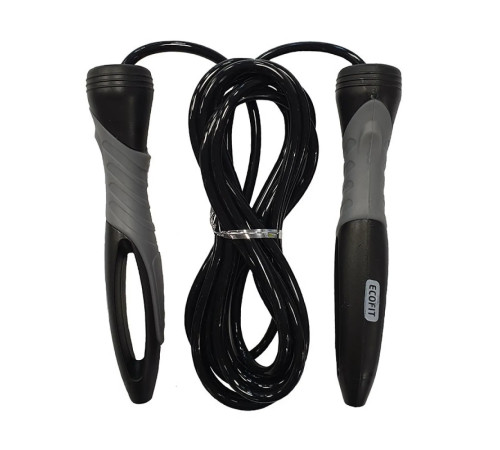 Скакалка Ecofit MDJR018 на підшипниках 275 см, чорно-сіра
