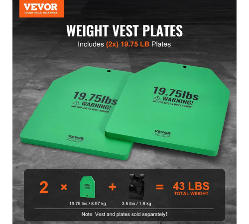 Плити для вагового жилета VEVOR 8,9 кг, зелені