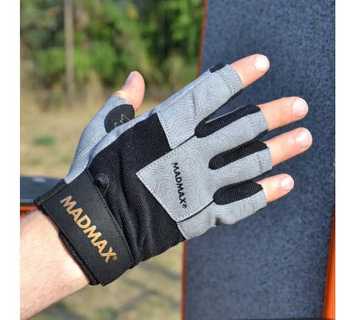 Рукавички для фітнесу MadMax MFG-871 Damasteel розмір L, сіро-чорні