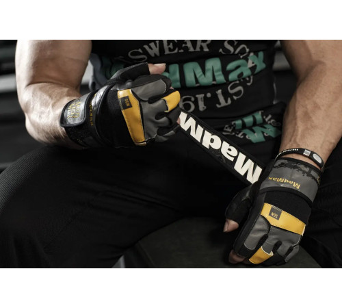 Рукавички для фітнесу MadMax MFG-880 Signature розмір XXL, чорно-жовті