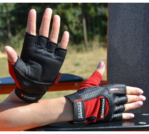 Рукавички для фітнесу Power System PS-2500 Power Plus XS, чорно-червоні