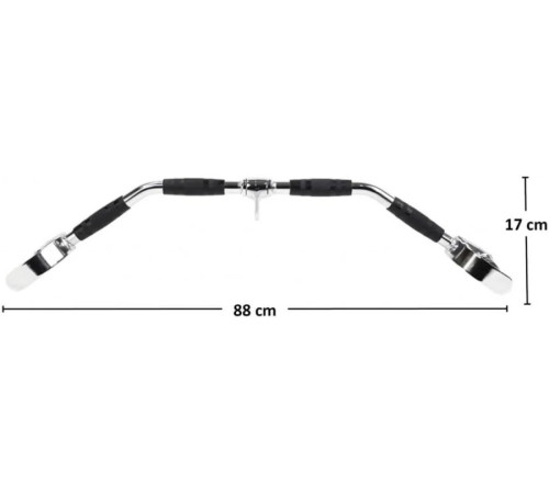 Ручка для верхньої тяги York Fitness 86 см з паралельним хватом вигнута з гумовими рукоятками, хром