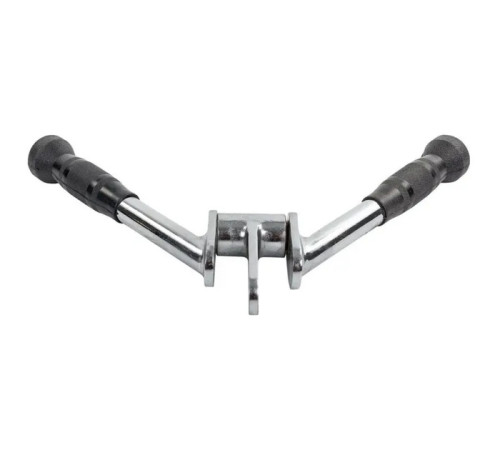 Ручка для верхньої тяги York Fitness V-подібна на трицепс з обертовим підвісом та гумовими рукоятками, хром