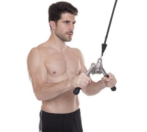 Ручка для верхньої тяги York Fitness V-подібна на трицепс з обертовим підвісом та гумовими рукоятками, хром