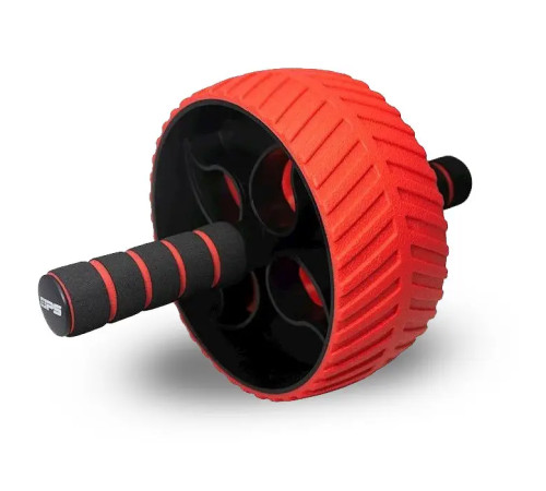 Колесо для тренування м'язів пресу Power System PS-4107 Full Grip з килимком, червоне