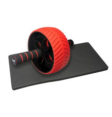 Колесо для тренування м'язів пресу Power System PS-4107 Full Grip з килимком, червоне