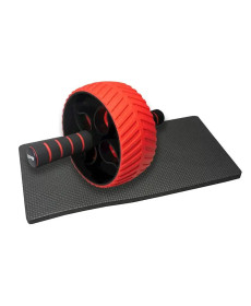 Колесо для тренування м'язів пресу Power System PS-4107 Full Grip з килимком, червоне