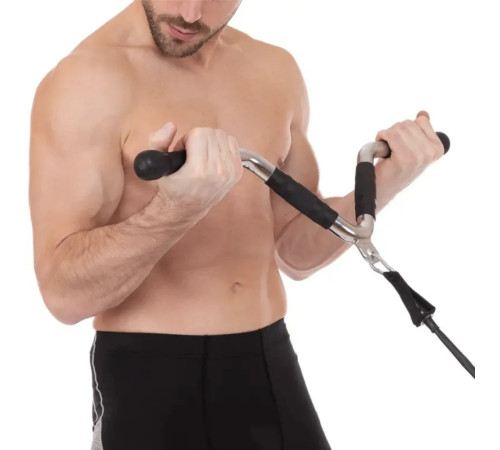 Ручка для тяги York Fitness V-подібна багатофункціональна з гумовими рукоятками, хром