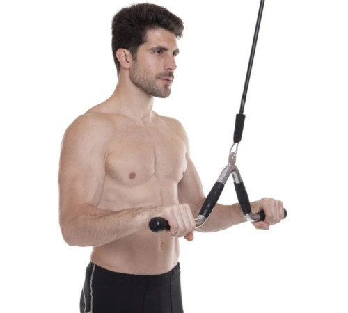 Ручка для тяги York Fitness V-подібна багатофункціональна з гумовими рукоятками, хром