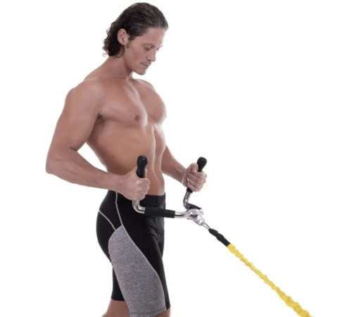 Ручка для тяги York Fitness багатофункціональна з гумовими рукоятками, хром