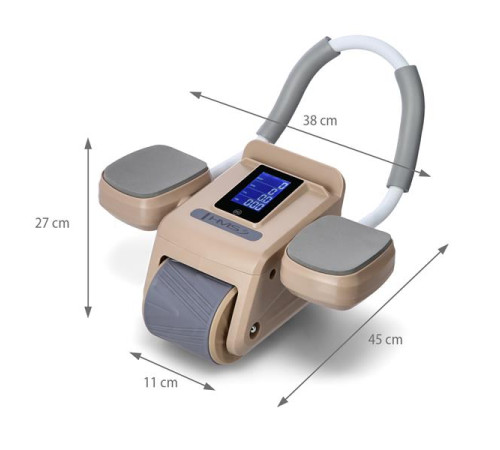 Колесо для тренування м'язів пресу HMS KA08 з LCD дисплеєм і зарядкою, коричневе