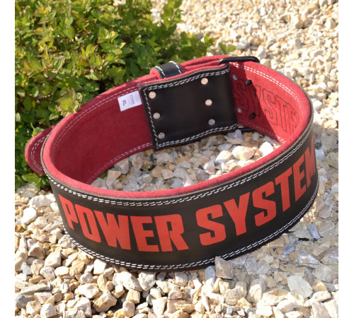 Пояс для бодібілдингу шкіряний Power System PS-3830 - чорно-червоний/ розмір L
