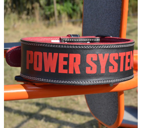 Пояс для бодібілдингу шкіряний Power System PS-3830 - чорно-червоний/ розмір M