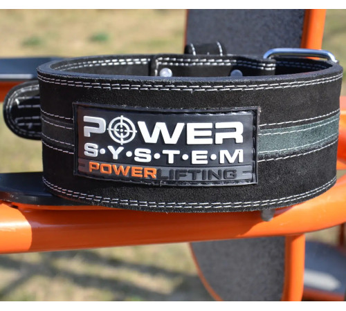 Пояс для пауерліфтингу Power System PS-3800 PowerLifting шкіряний Black/Grey Line XL