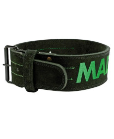 Пояс для бодібілдингу шкіряний MadMax MFB-301 Suede Single Prong - чорно-зелений/ розмір M