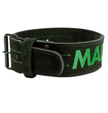 Пояс для бодібілдингу шкіряний MadMax MFB-301 Suede Single Prong - чорно-зелений/ розмір XXL
