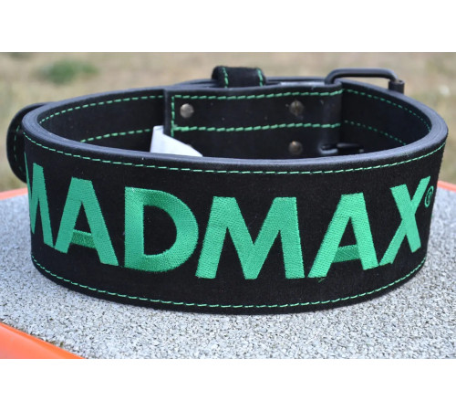 Пояс для бодібілдингу шкіряний MadMax MFB-301 Suede Single Prong - чорно-зелений/ розмір XXL